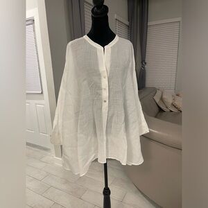 Nic + Zoe linen batwing blouse M/L